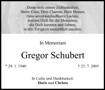 Anzeige von Gregor Schubert von MGO