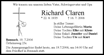 Anzeige von Richard Claren von MGO