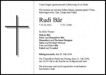 Anzeige von Rudi Bär von MGO
