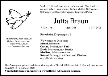 Anzeige von Jutta Braun von MGO