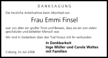 Anzeige von Emmi Finsel von MGO