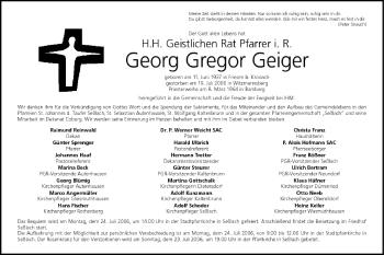 Anzeige von Georg Gregor Geiger von MGO