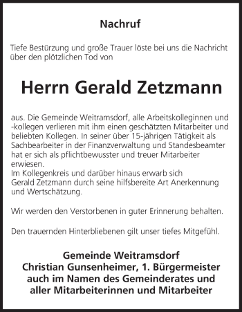Anzeige von Gerald Zetzmann von MGO