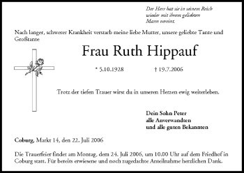Anzeige von Ruth Hippauf von MGO