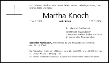 Anzeige von Martha Knoch von MGO