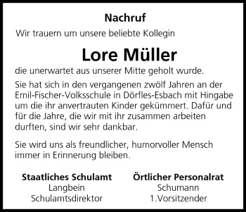 Anzeige von Lore Müller von MGO