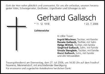 Anzeige von Gerhard Gallasch von MGO