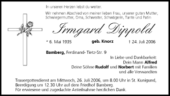 Anzeige von Irmgard Dippold von MGO