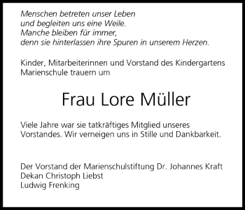 Anzeige von Lore Müller von MGO