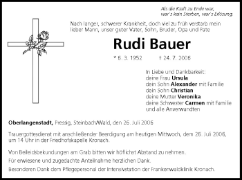 Anzeige von Rudi Bauer von MGO