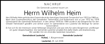 Anzeige von Wilhelm Heim von MGO