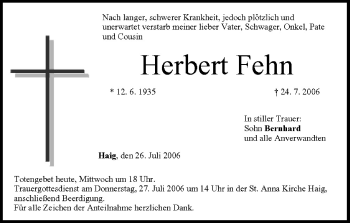 Anzeige von Herbert Fehn von MGO