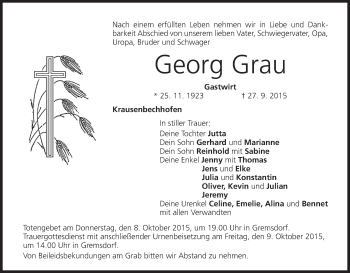 Anzeige von Georg Grau von MGO