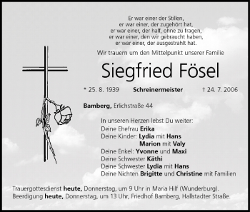 Anzeige von Siegfried Fösel von MGO