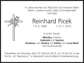 Anzeige von Reinhard Picek von MGO