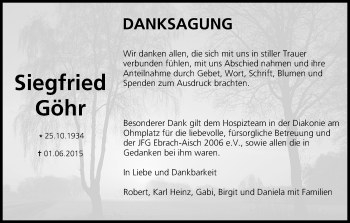 Anzeige von Siegfried Göhr von MGO