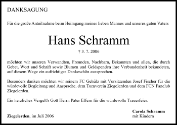 Anzeige von Hans Schramm von MGO
