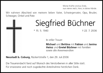 Anzeige von Siegfried Büchner von MGO