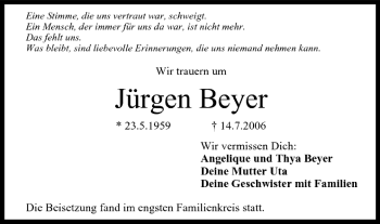 Anzeige von Jürgen Beyer von MGO
