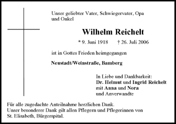 Anzeige von Wilhelm Reichelt von MGO