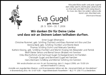 Anzeige von Eva Gugel von MGO