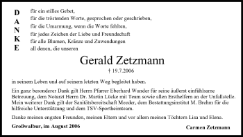 Anzeige von Gerald Zetzmann von MGO