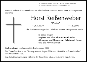 Anzeige von Horst Reißenweber von MGO