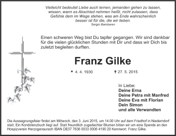 Anzeige von Franz Gilke von MGO