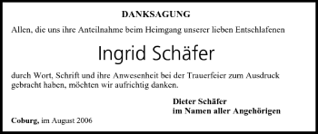Anzeige von Ingrid Schäfer von MGO