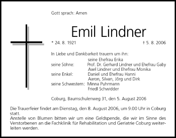 Anzeige von Emil Lindner von MGO