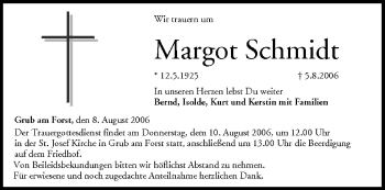 Anzeige von Margot Schmidt von MGO