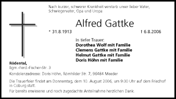 Anzeige von Alfred Gattke von MGO