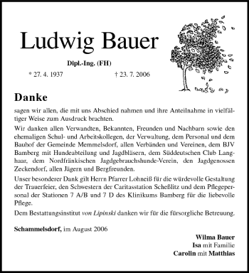 Anzeige von Ludwig Bauer von MGO