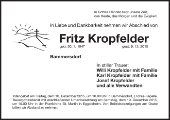 Anzeige von Fritz Kropfelder von MGO