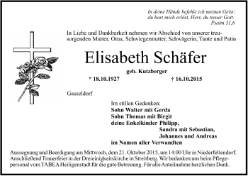 Anzeige von Elisabeth Schäfer von MGO