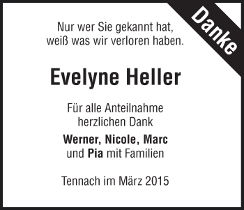 Anzeige von Evelyne Heller von MGO