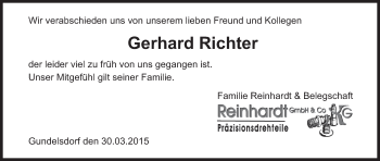 Anzeige von Gerhard Richter von MGO