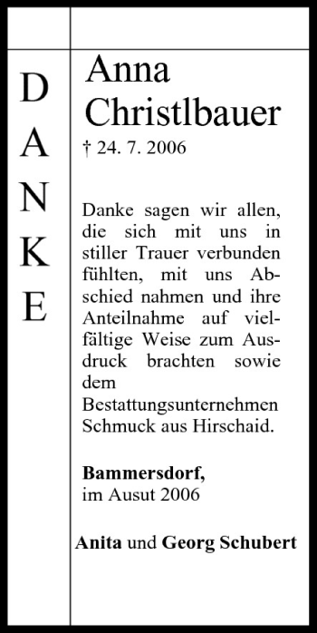 Anzeige von Anna Christlbauer von MGO