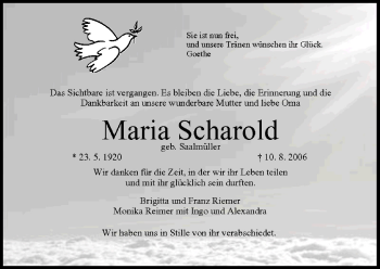 Anzeige von Maria Scharold von MGO