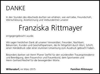 Anzeige von Franziska Rittmayer von MGO