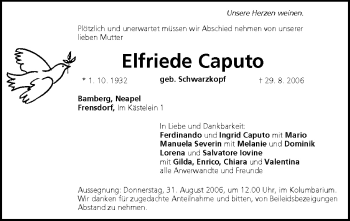 Anzeige von Elfriede Caputo von MGO
