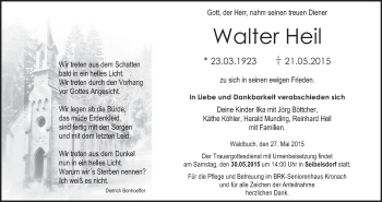 Anzeige von Walter Heil von MGO