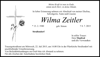 Anzeige von Wilma Zeitler von MGO