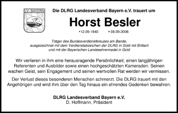 Anzeige von Horst Besler von MGO