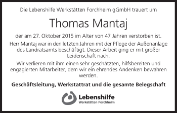 Anzeige von Thomas Mantaj von MGO