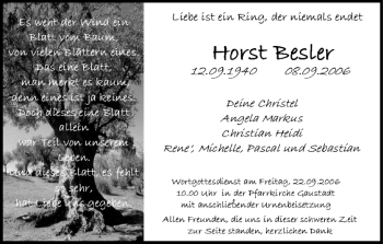 Anzeige von Horst Besler von MGO