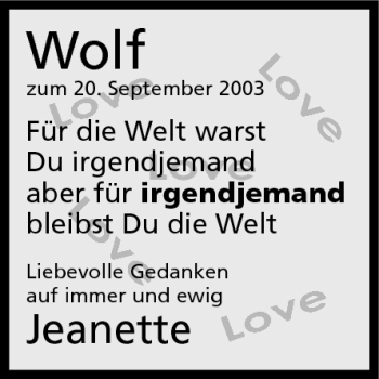 Anzeige von Wolf  von MGO
