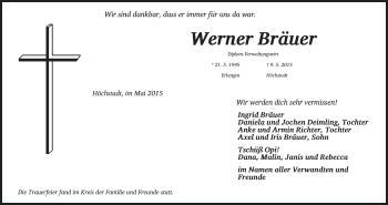 Anzeige von Werner Bräuer von MGO