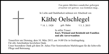 Anzeige von Käthe Oelschlegel von MGO