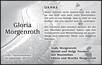 Anzeige von Gloria Morgenroth von MGO